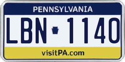 PA license plate LBN1140