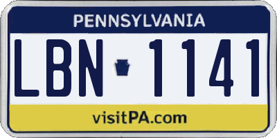 PA license plate LBN1141