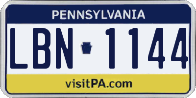 PA license plate LBN1144