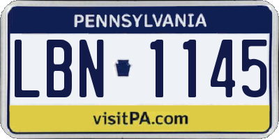 PA license plate LBN1145