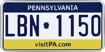 PA license plate LBN1150