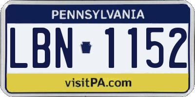 PA license plate LBN1152