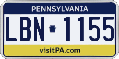 PA license plate LBN1155