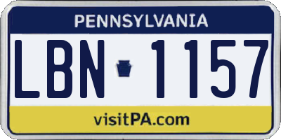 PA license plate LBN1157