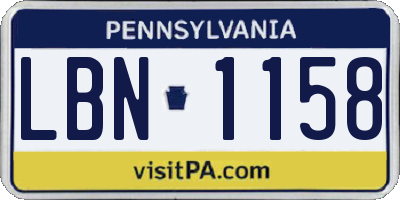 PA license plate LBN1158