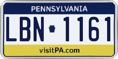 PA license plate LBN1161