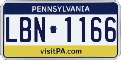 PA license plate LBN1166