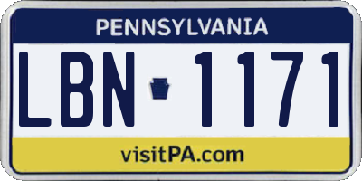 PA license plate LBN1171