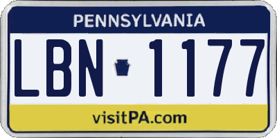 PA license plate LBN1177