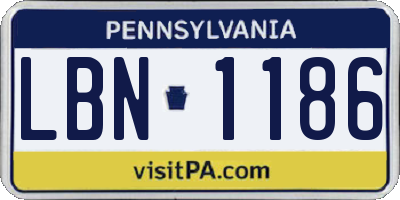 PA license plate LBN1186
