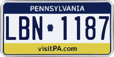 PA license plate LBN1187