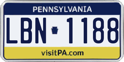 PA license plate LBN1188
