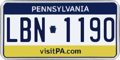 PA license plate LBN1190