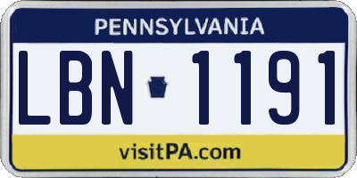PA license plate LBN1191