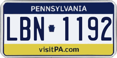 PA license plate LBN1192