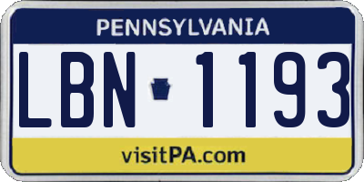 PA license plate LBN1193