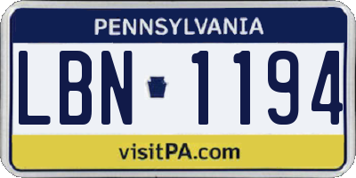 PA license plate LBN1194