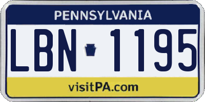 PA license plate LBN1195