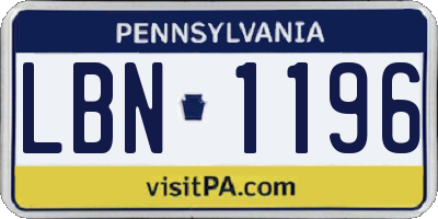 PA license plate LBN1196