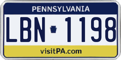PA license plate LBN1198