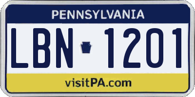 PA license plate LBN1201