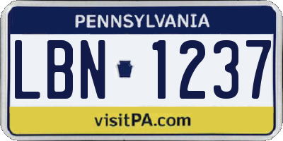 PA license plate LBN1237