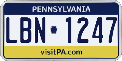 PA license plate LBN1247