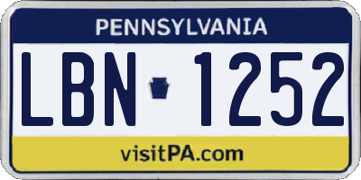PA license plate LBN1252