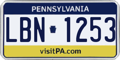 PA license plate LBN1253