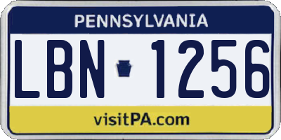 PA license plate LBN1256