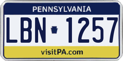 PA license plate LBN1257
