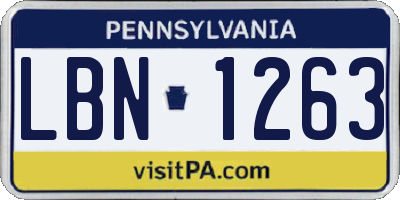 PA license plate LBN1263