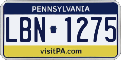 PA license plate LBN1275