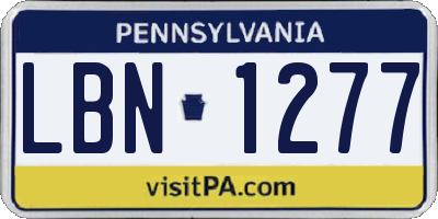 PA license plate LBN1277