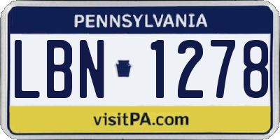 PA license plate LBN1278