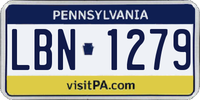 PA license plate LBN1279