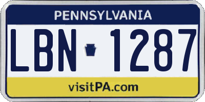 PA license plate LBN1287