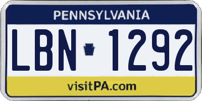 PA license plate LBN1292