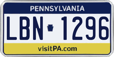 PA license plate LBN1296