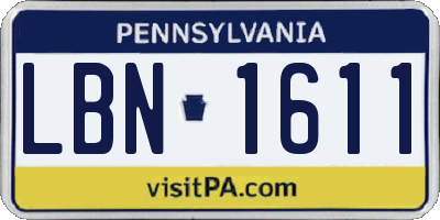 PA license plate LBN1611