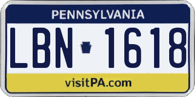 PA license plate LBN1618