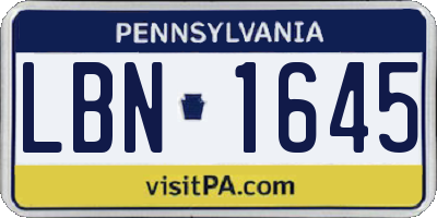 PA license plate LBN1645