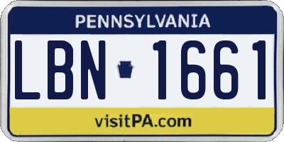 PA license plate LBN1661