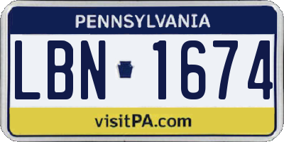 PA license plate LBN1674