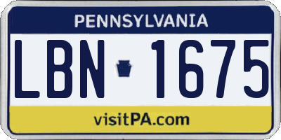 PA license plate LBN1675