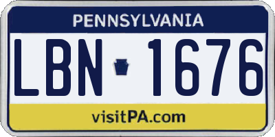 PA license plate LBN1676