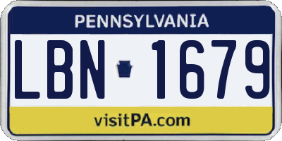 PA license plate LBN1679