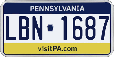 PA license plate LBN1687