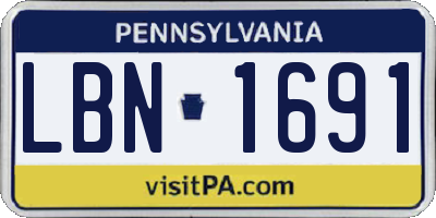 PA license plate LBN1691