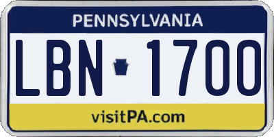 PA license plate LBN1700